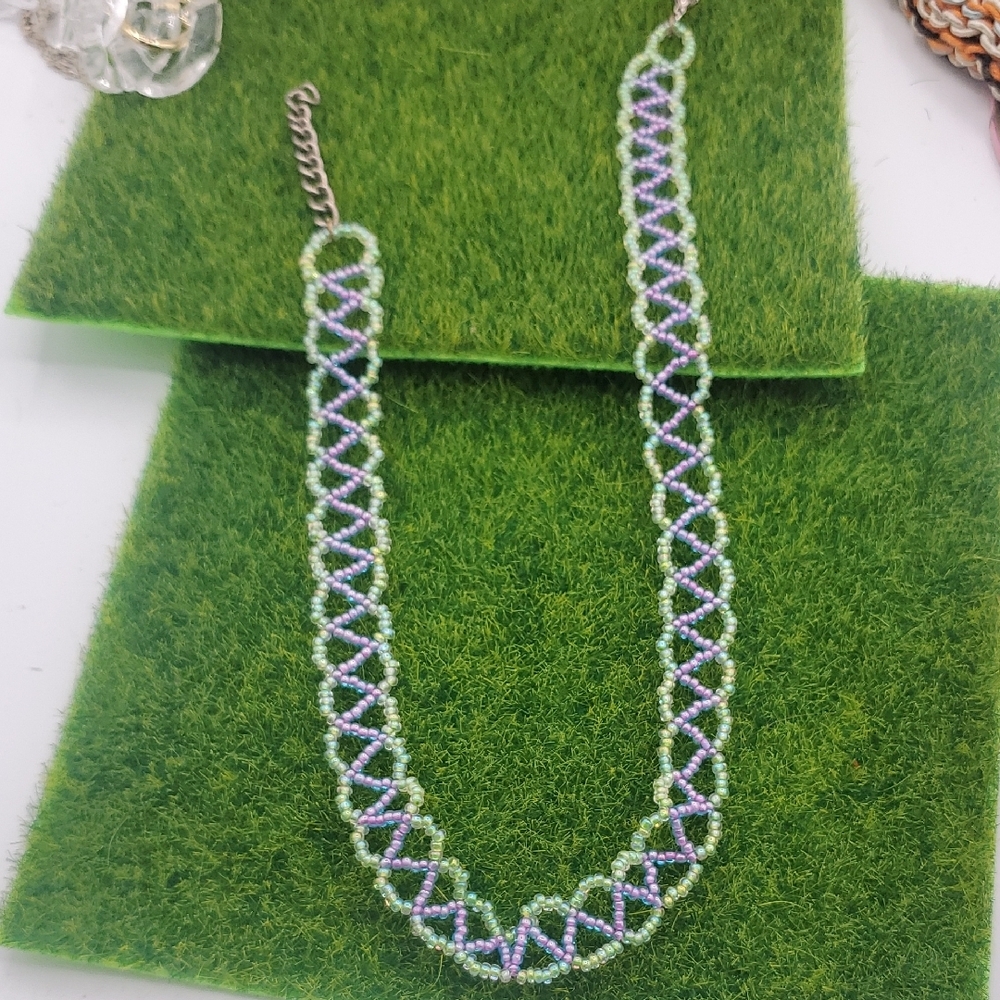 Adorable Seed Beaded 90s Y2k Choker Necklace Cute Flirty N3704